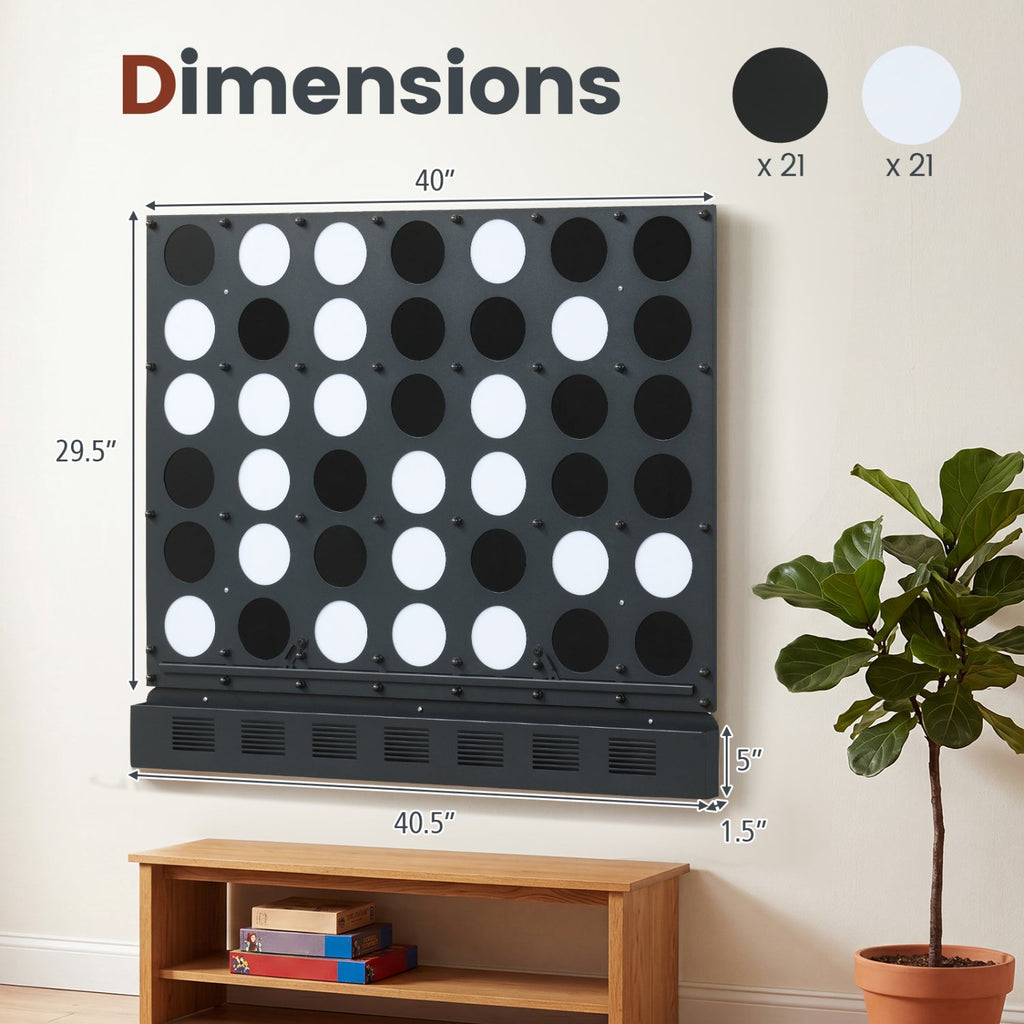 Wall-Mounted Jumbo 4-in-a-Row Game with Acrylic Discs