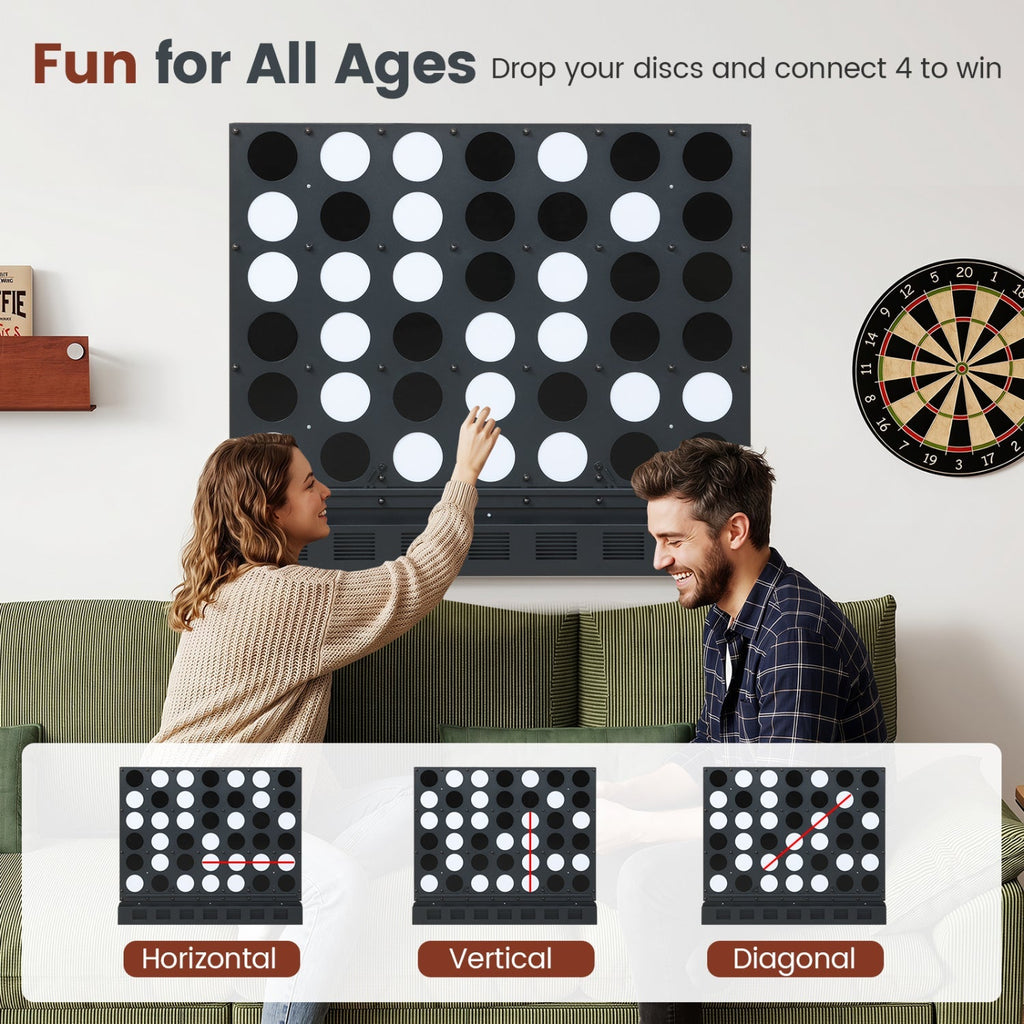 Wall-Mounted Jumbo 4-in-a-Row Game with Acrylic Discs