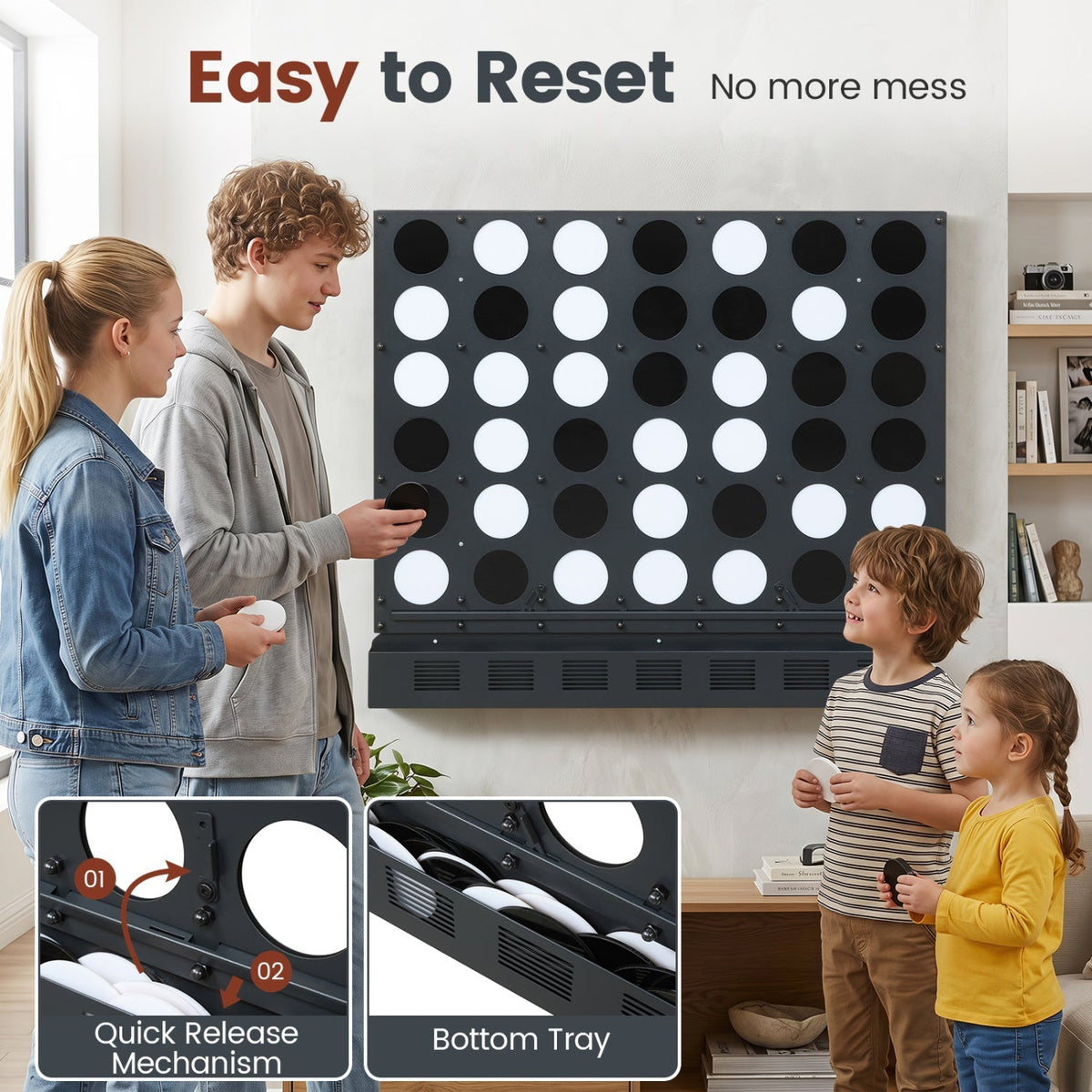 Wall-Mounted Jumbo 4-in-a-Row Game with Acrylic Discs