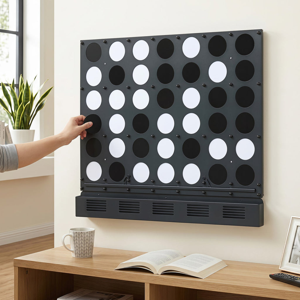 Wall-Mounted Connect 4 Game with Acrylic Discs