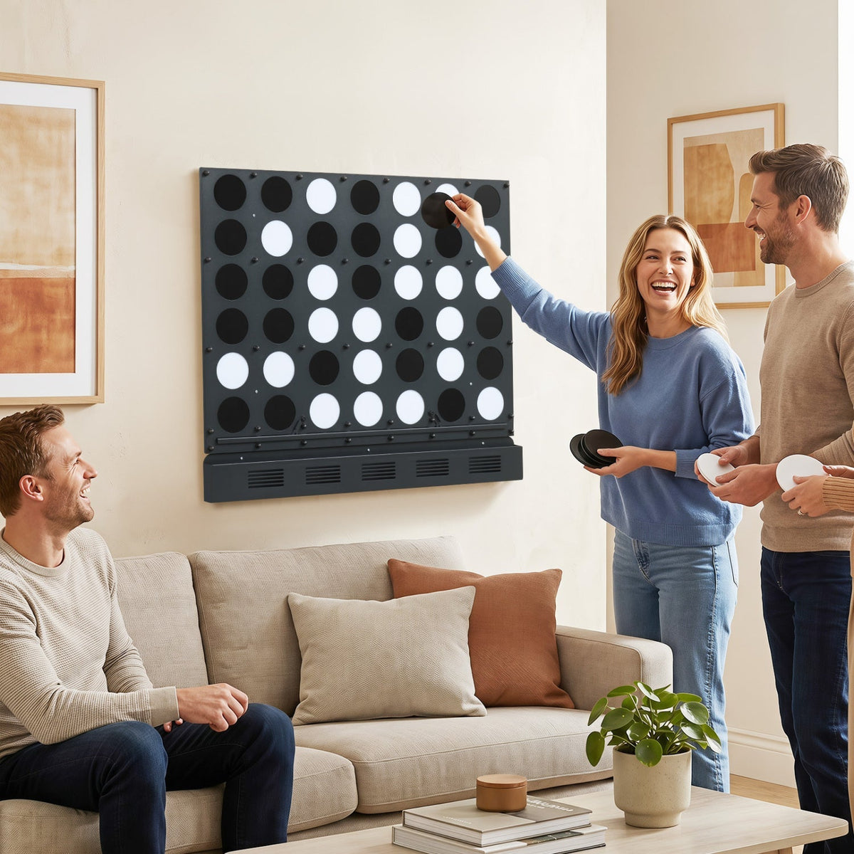 Wall-Mounted Connect 4 Game with Acrylic Discs