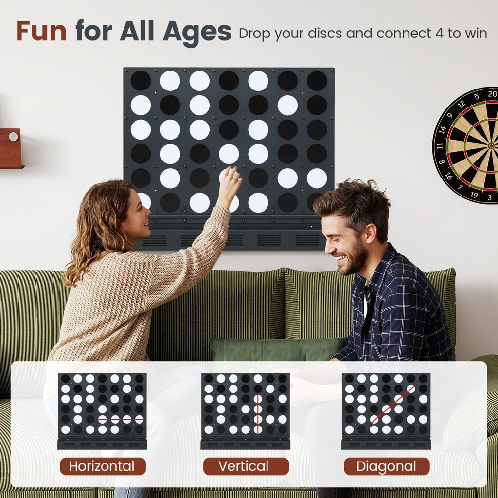 Wall-Mounted Connect 4 Game with Acrylic Discs