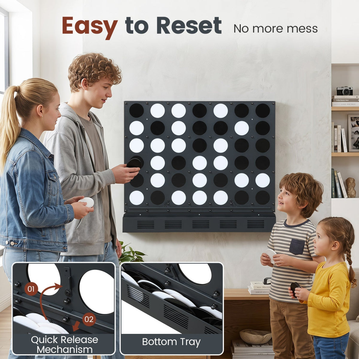 Wall-Mounted Connect 4 Game with Acrylic Discs