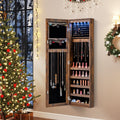 Wall or Door Mounted Jewelry Cabinet with Full-Length Mirror and LED Lights