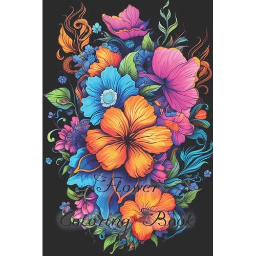 Flower Coloring Book for Adults with back background - Paperback