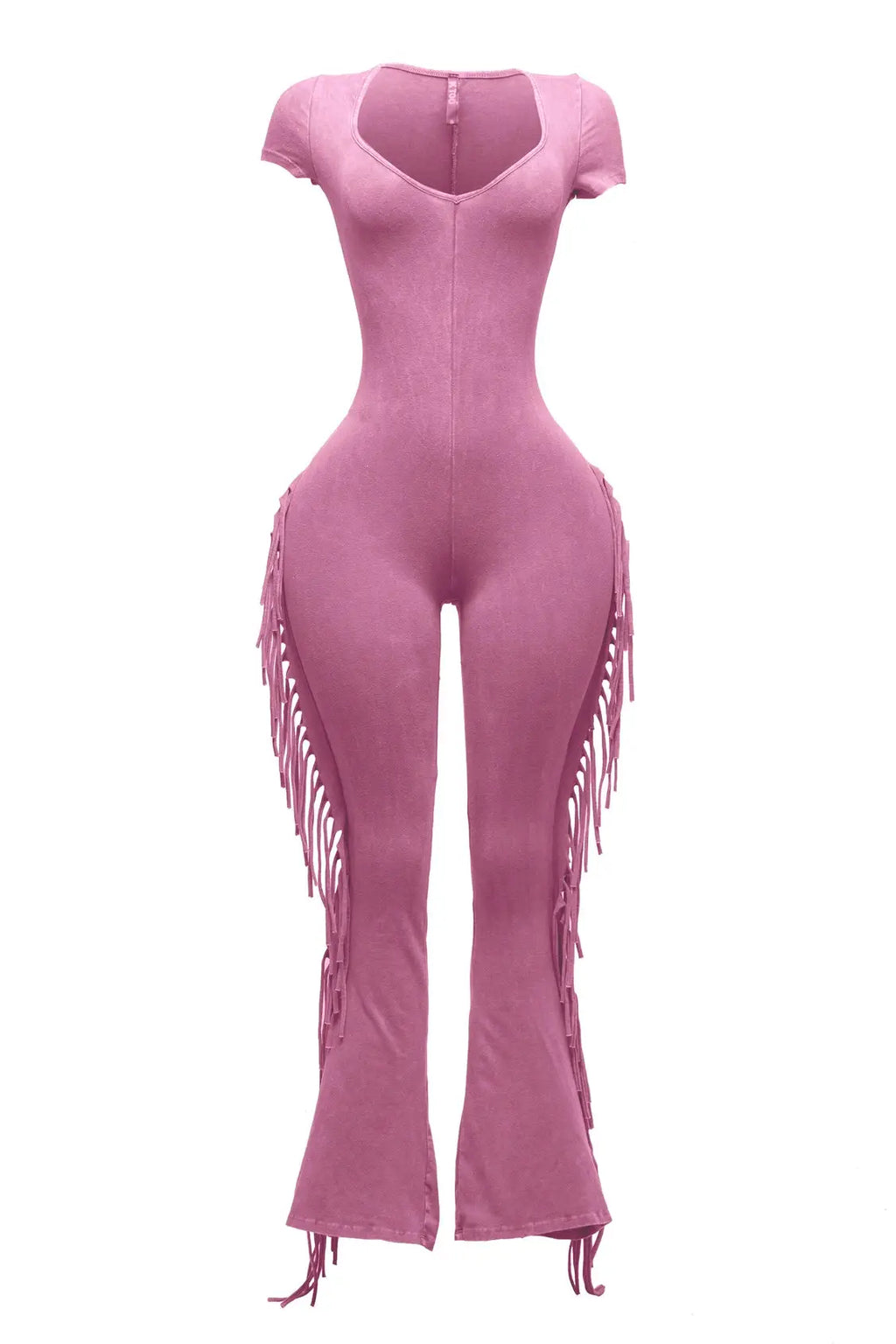 Mineral Washed Fringe Jumpsuit