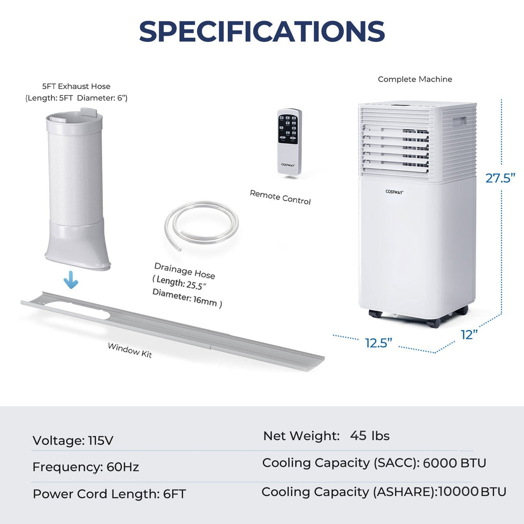 10000 BTU Air Cooler with Fan and Dehumidifier Mode