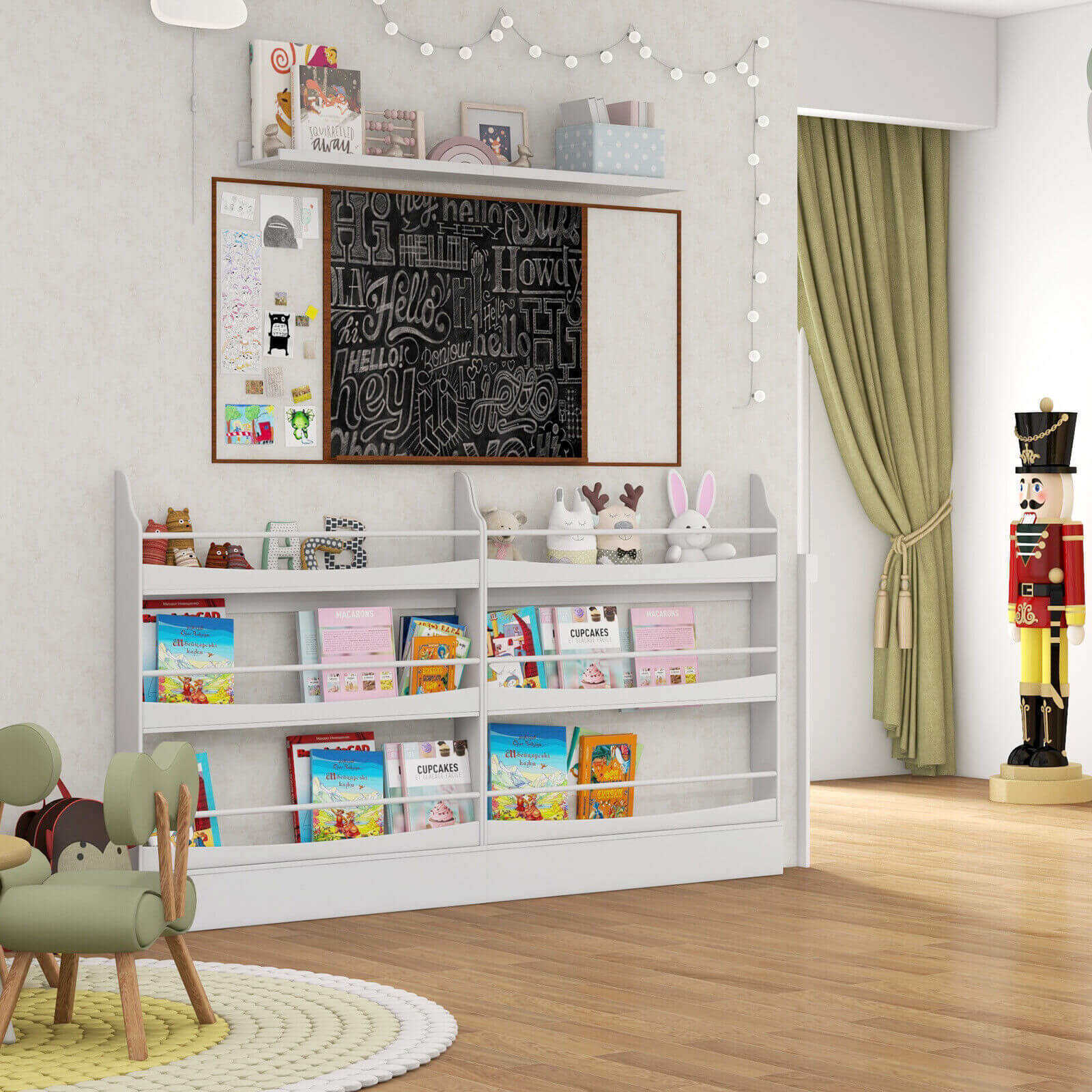3-Tier Bookshelf with 2 Anti-Tipping Kits for Books and Magazines