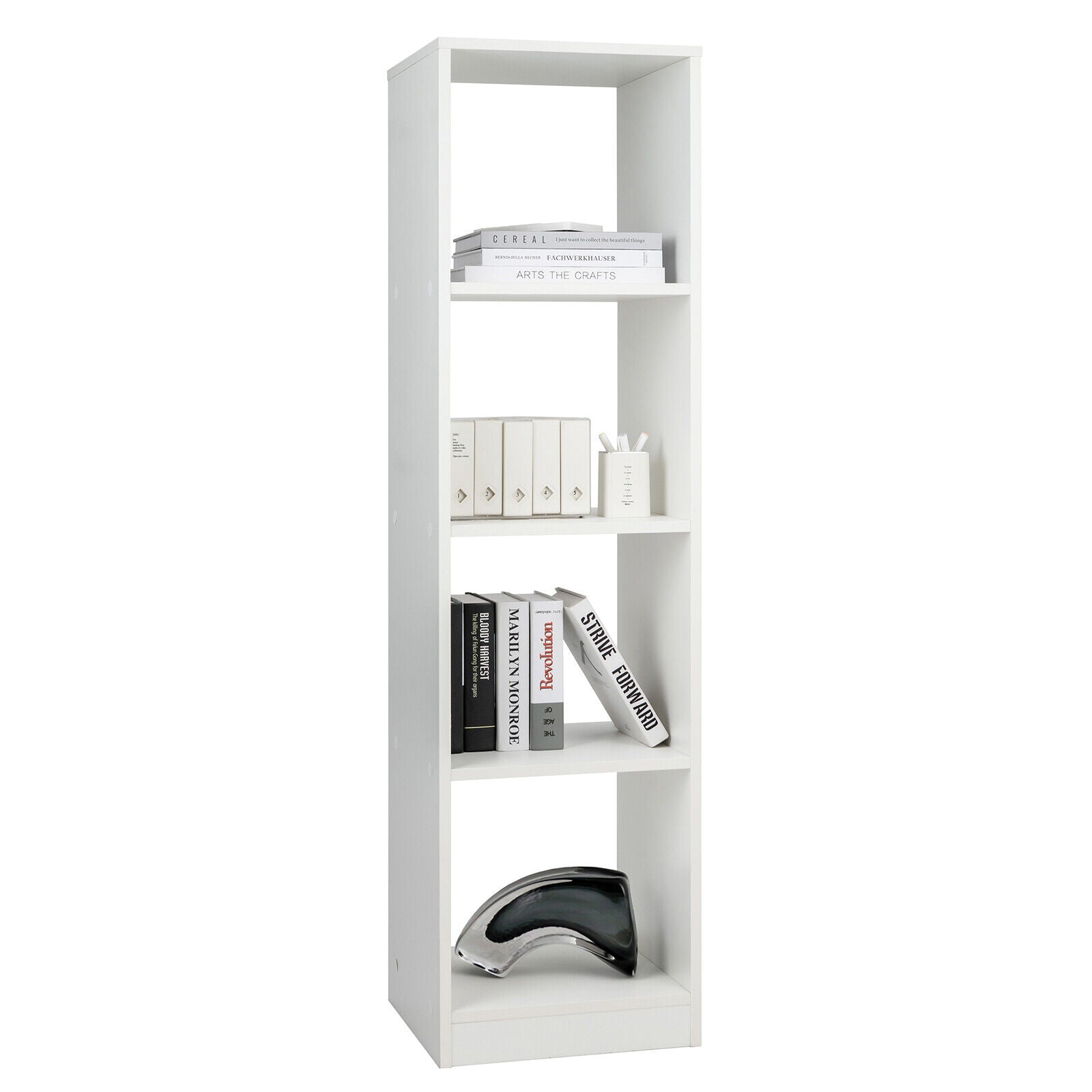 5 Tiers 4-Cube Narrow Bookshelf with 4 Anti-Tipping Kits