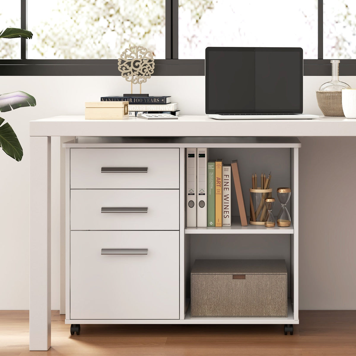 3-Drawer Mobile Lateral File Cabinet Printer Stand