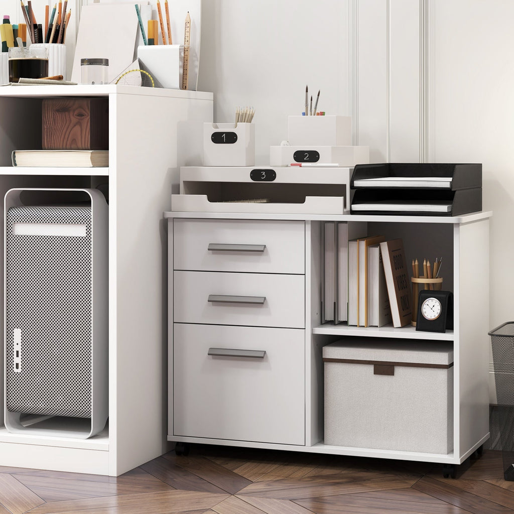 3-Drawer Mobile Lateral File Cabinet Printer Stand