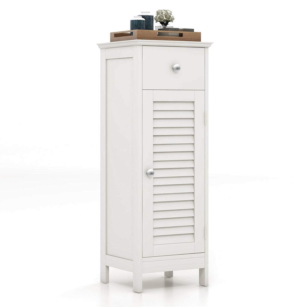 Woodern Bathroom Floor Storage Cabinet with Drawer and Shutter Door