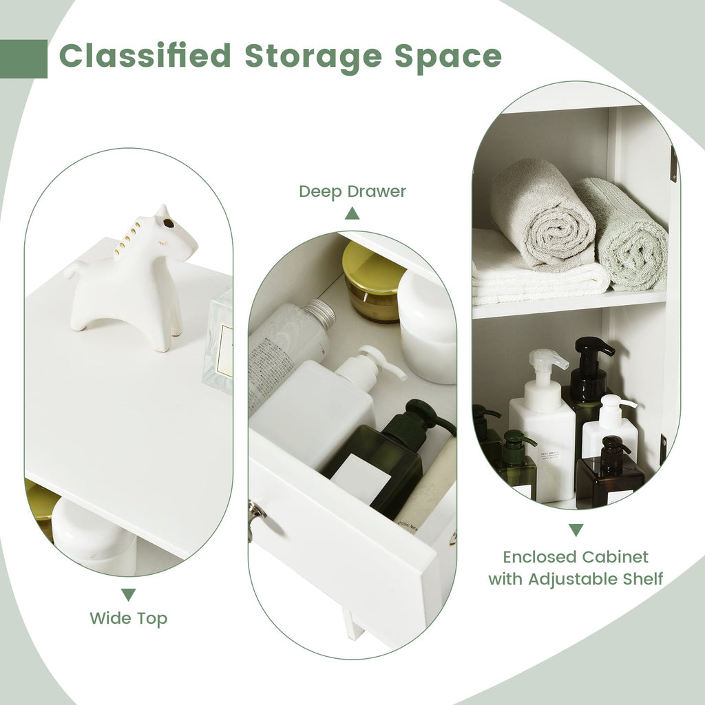 Woodern Bathroom Floor Storage Cabinet with Drawer and Shutter Door