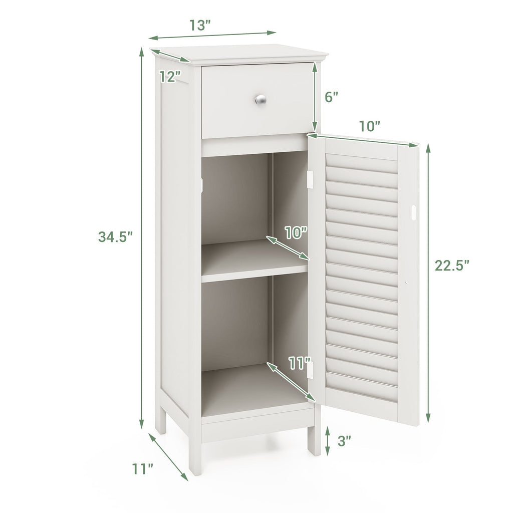 Woodern Bathroom Floor Storage Cabinet with Drawer and Shutter Door