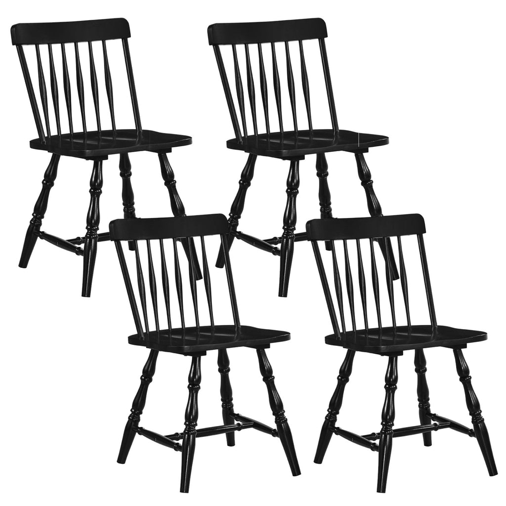 Windsor Dining Chairs Set of 4 with Curved Spindle Back