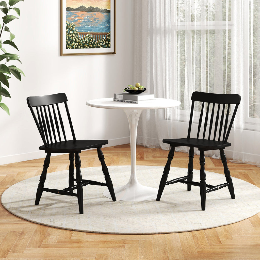 Windsor Dining Chairs Set of 4 with Curved Spindle Back