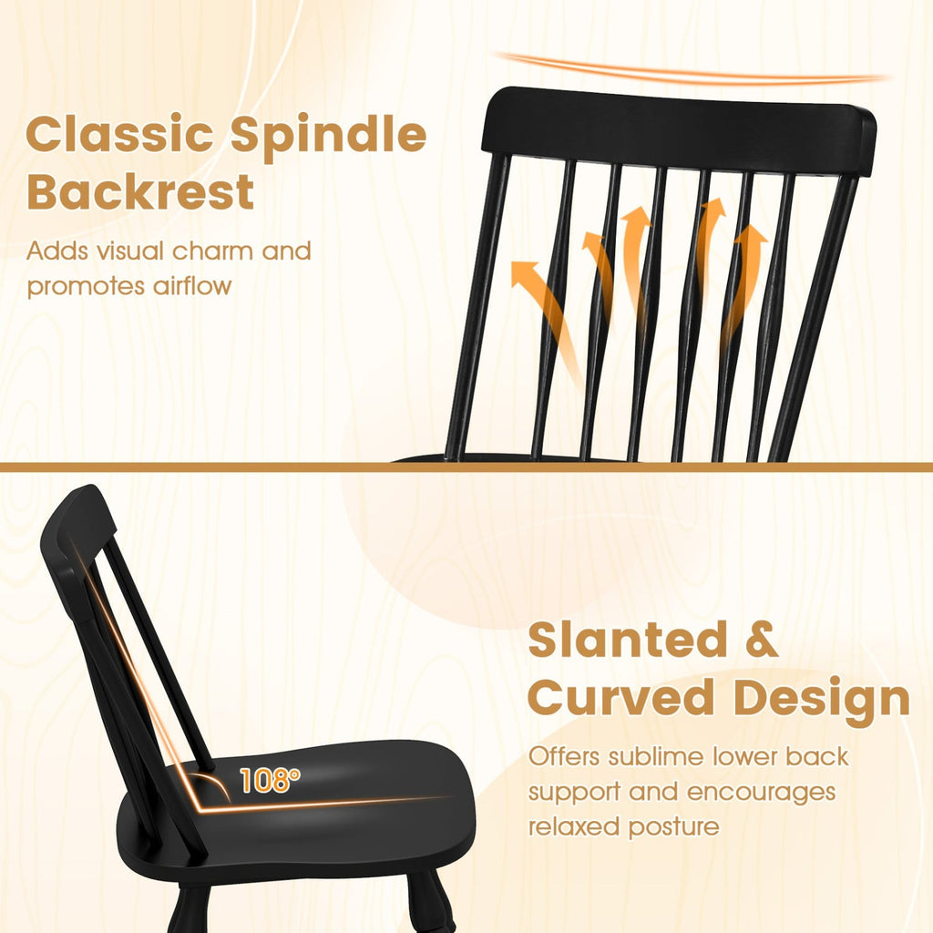 Windsor Dining Chairs Set of 4 with Curved Spindle Back