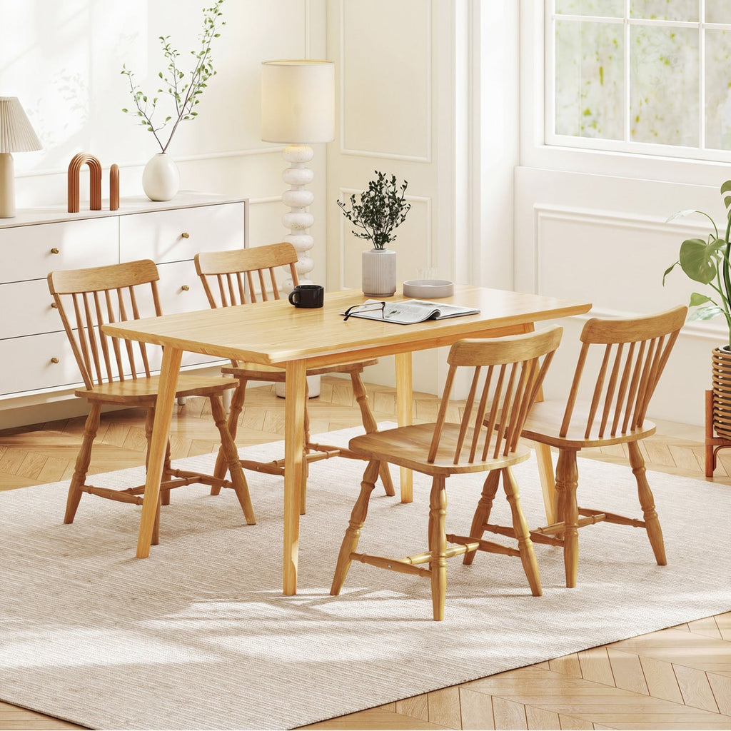 Windsor Dining Chairs Set of 4 with Curved Spindle Back