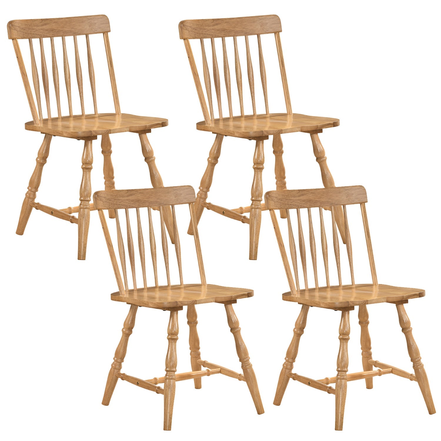 Windsor Dining Chairs Set of 4 with Curved Spindle Back