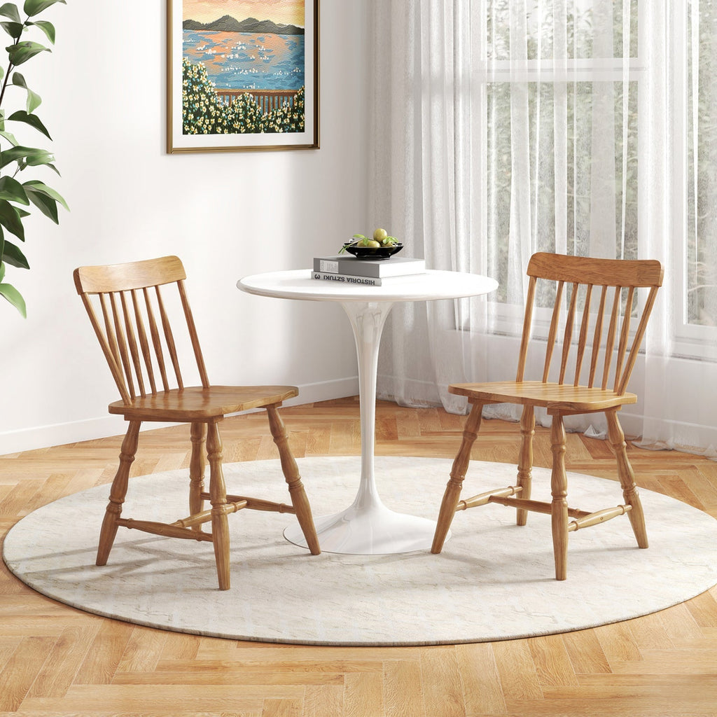 Windsor Dining Chairs Set of 4 with Curved Spindle Back