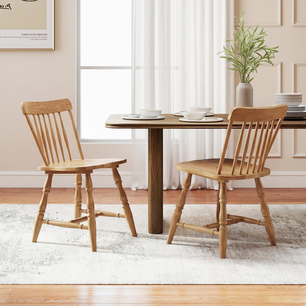 Windsor Dining Chairs Set of 4 with Curved Spindle Back
