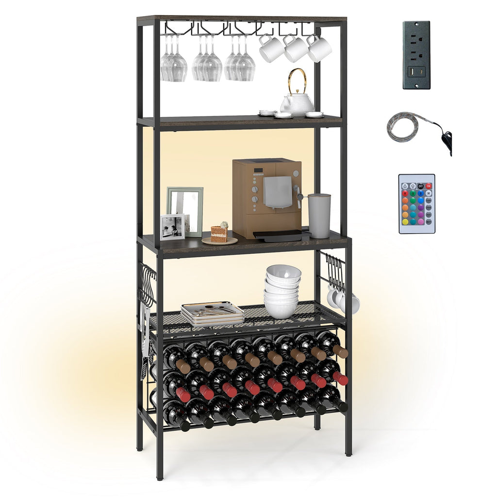 Wine Organizer with Power Outlet and Bottle Holders