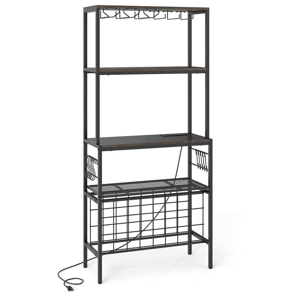 Wine Organizer with Power Outlet and Bottle Holders
