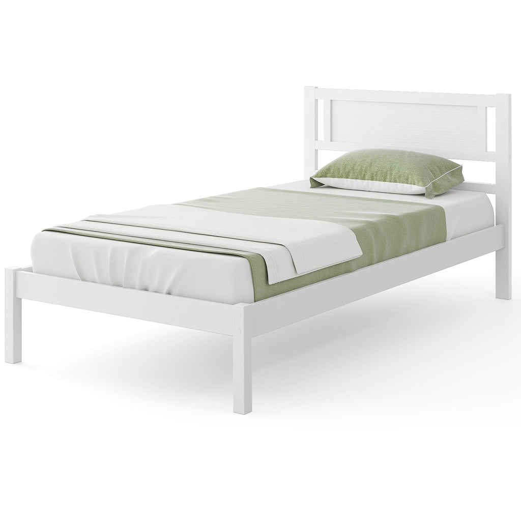 Twin/Full/Queen Size Wood Bed Frame with Headboard and Wooden Slats Support