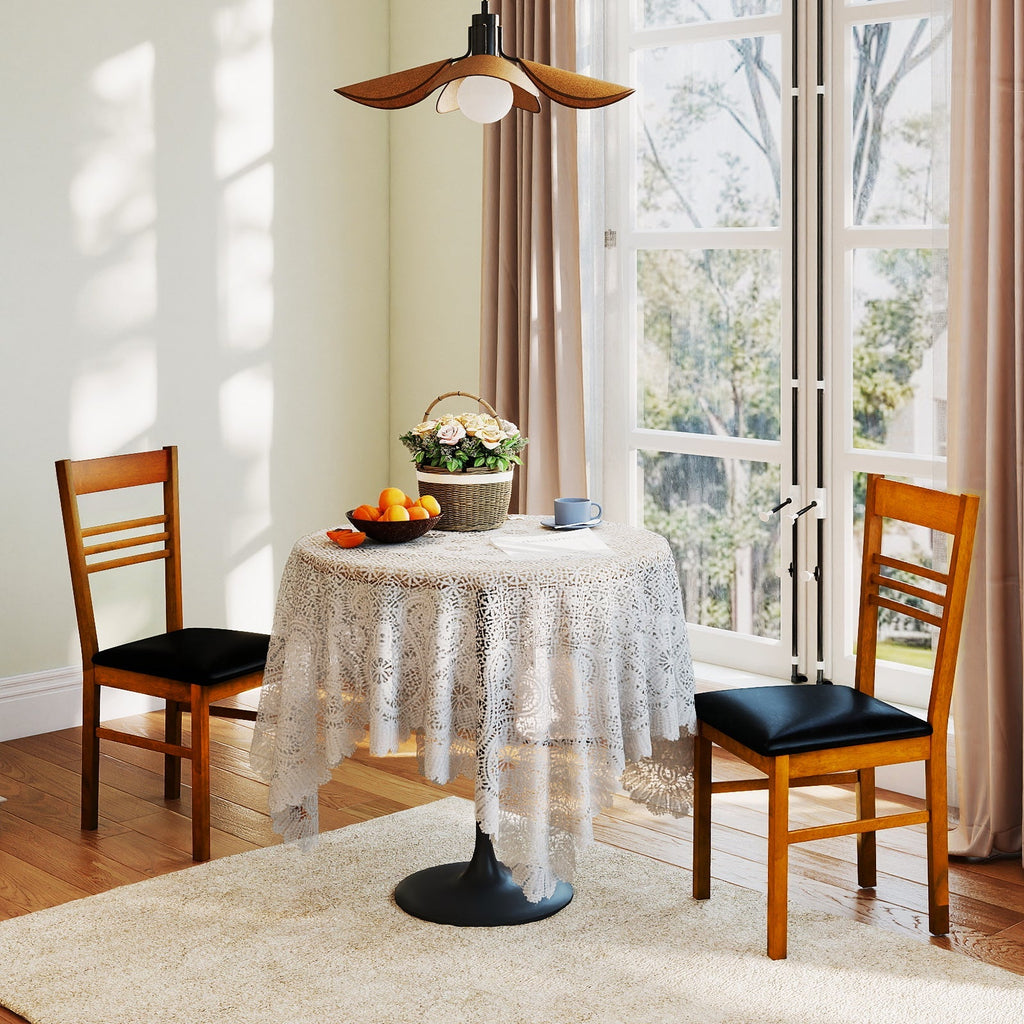 Wood Dining Chairs Set of 2 with Rubber Wood Frame