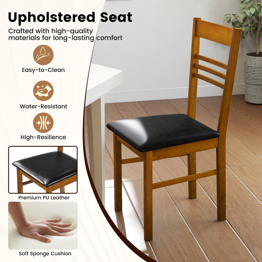 Wood Dining Chairs Set of 2 with Rubber Wood Frame