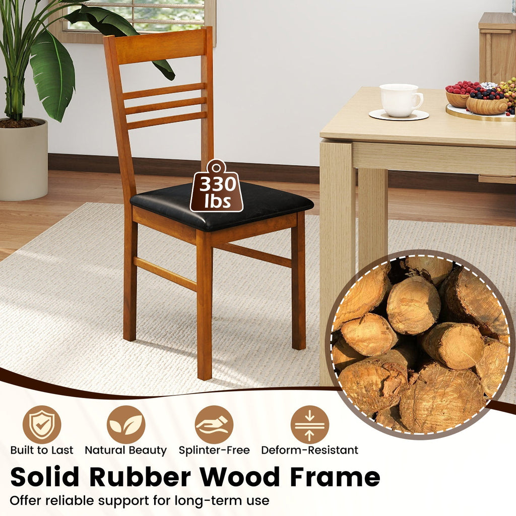 Wood Dining Chairs Set of 2 with Rubber Wood Frame