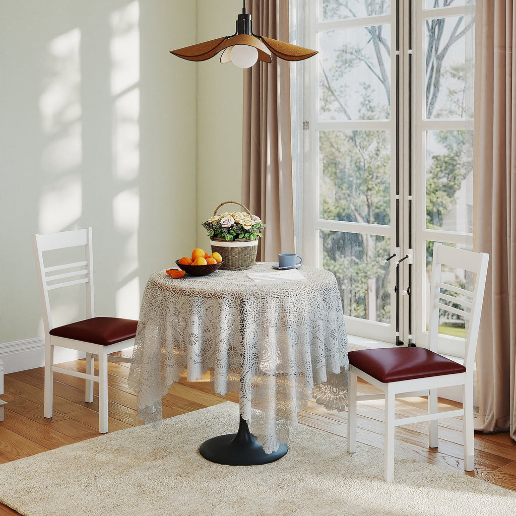 Wood Dining Chairs Set of 2 with Rubber Wood Frame