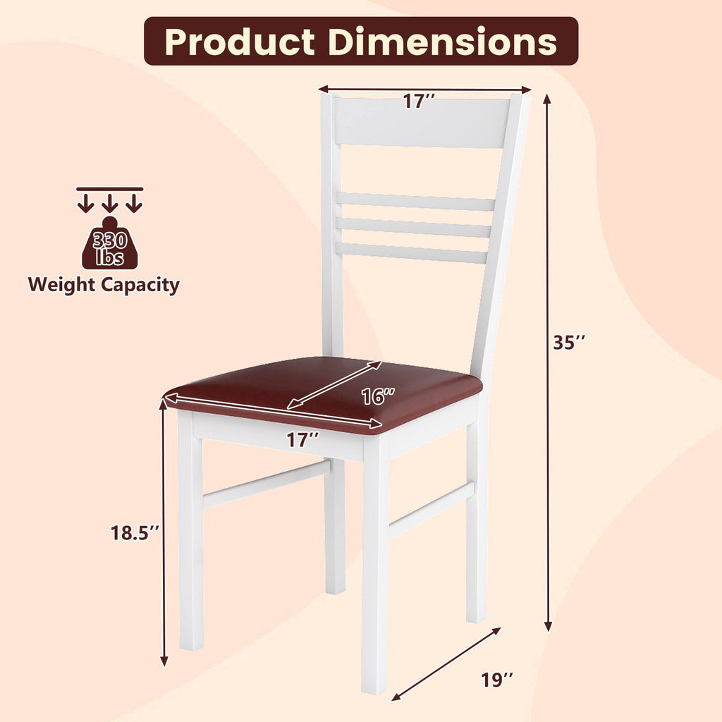 Wood Dining Chairs Set of 2 with Rubber Wood Frame