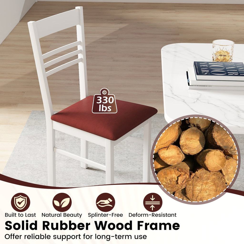 Wood Dining Chairs Set of 2 with Rubber Wood Frame