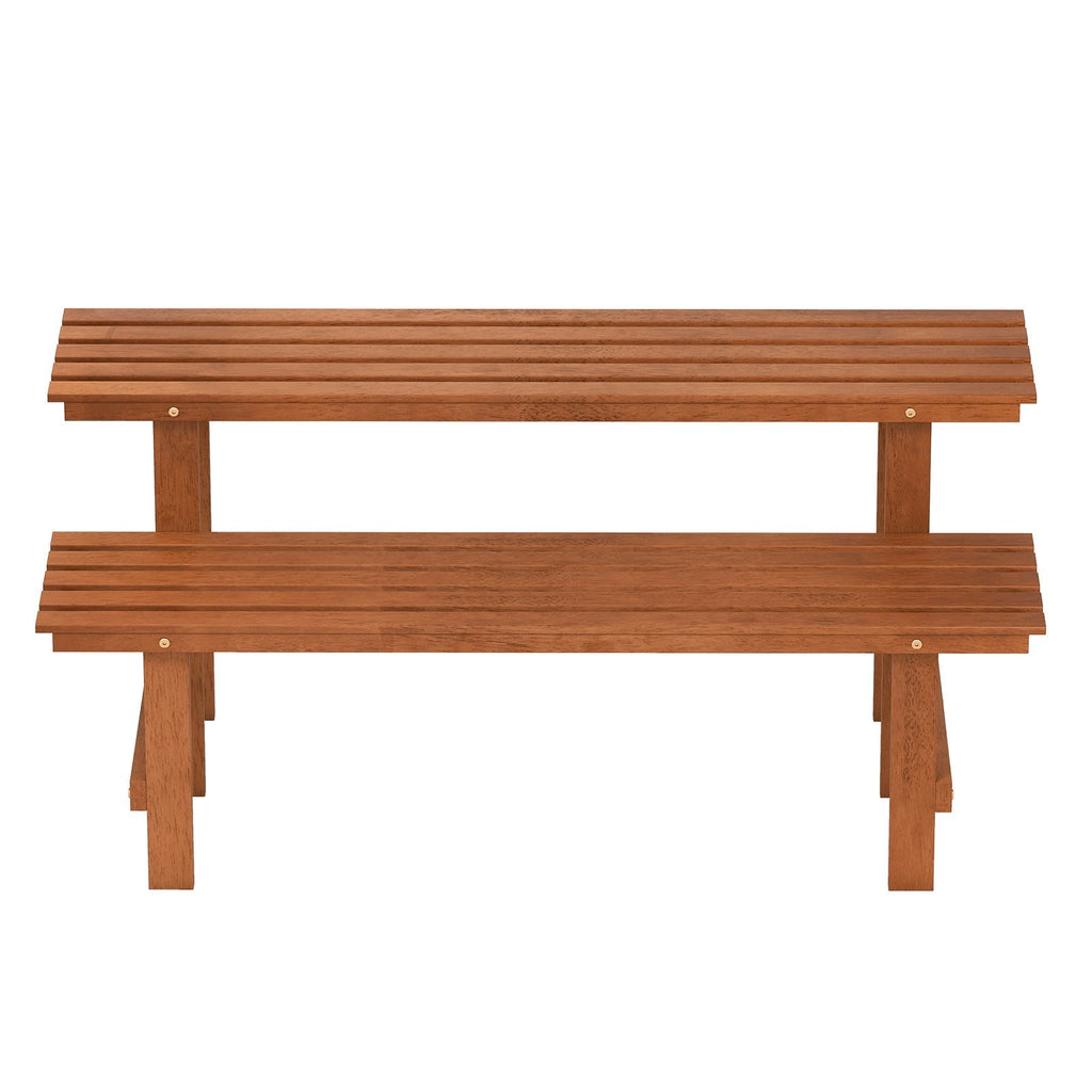 2-Tier Wood Plant Stand Ladder Plant Shelf for Indoor Outdoor