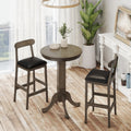 Wood Pub Round Dining Table with Pedestal Base