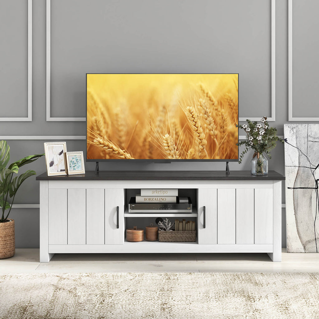 TV Stand with 2 Cabinets and Open Shelves for TVs up to 65 Inch