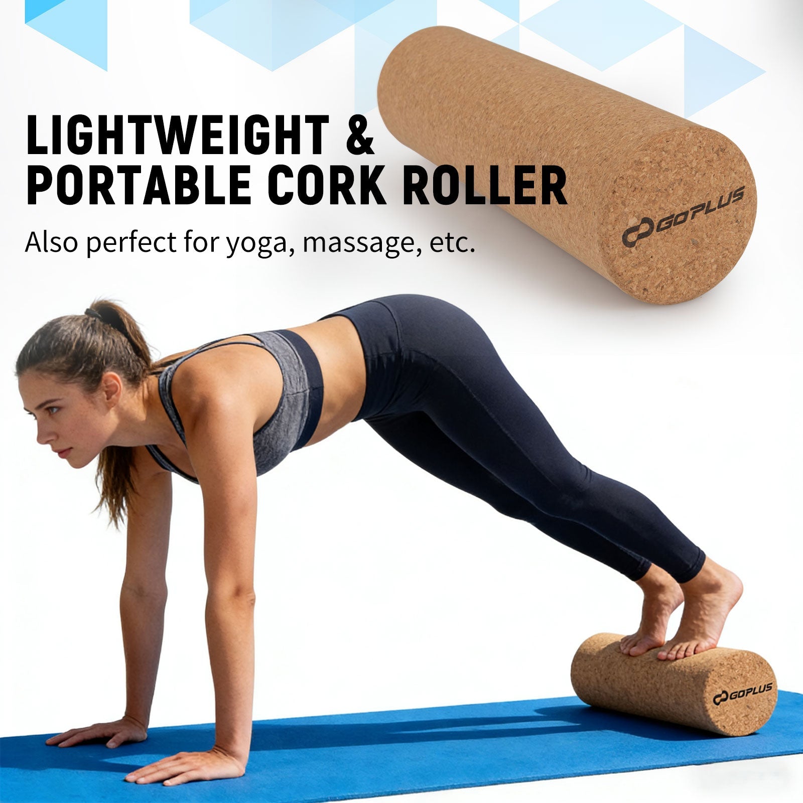 Wooden Balancing Board with Cork Roller and Storage Rack to Exercise