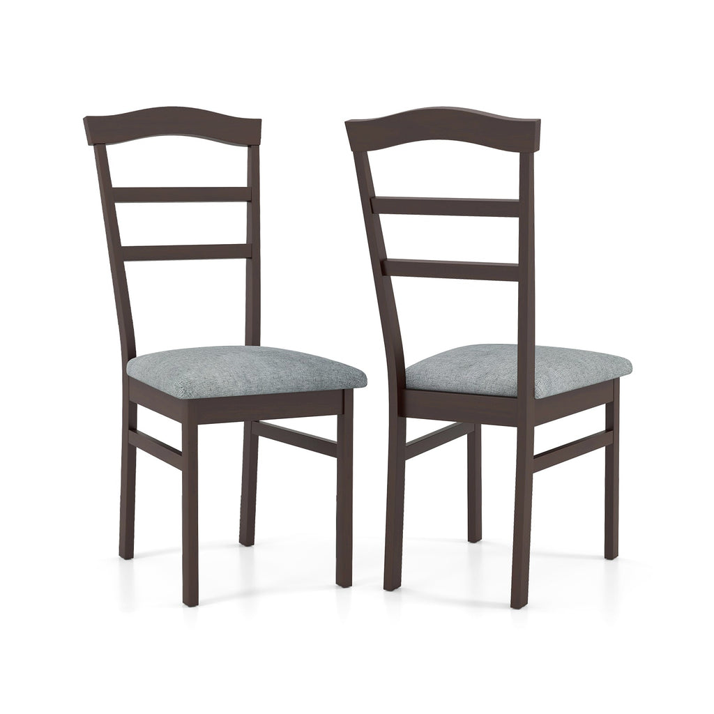 Wooden Dining Chair Set of 2 Linen Fabric Upholstered Kitchen Chairs Farmhouse Side Accent Chairs