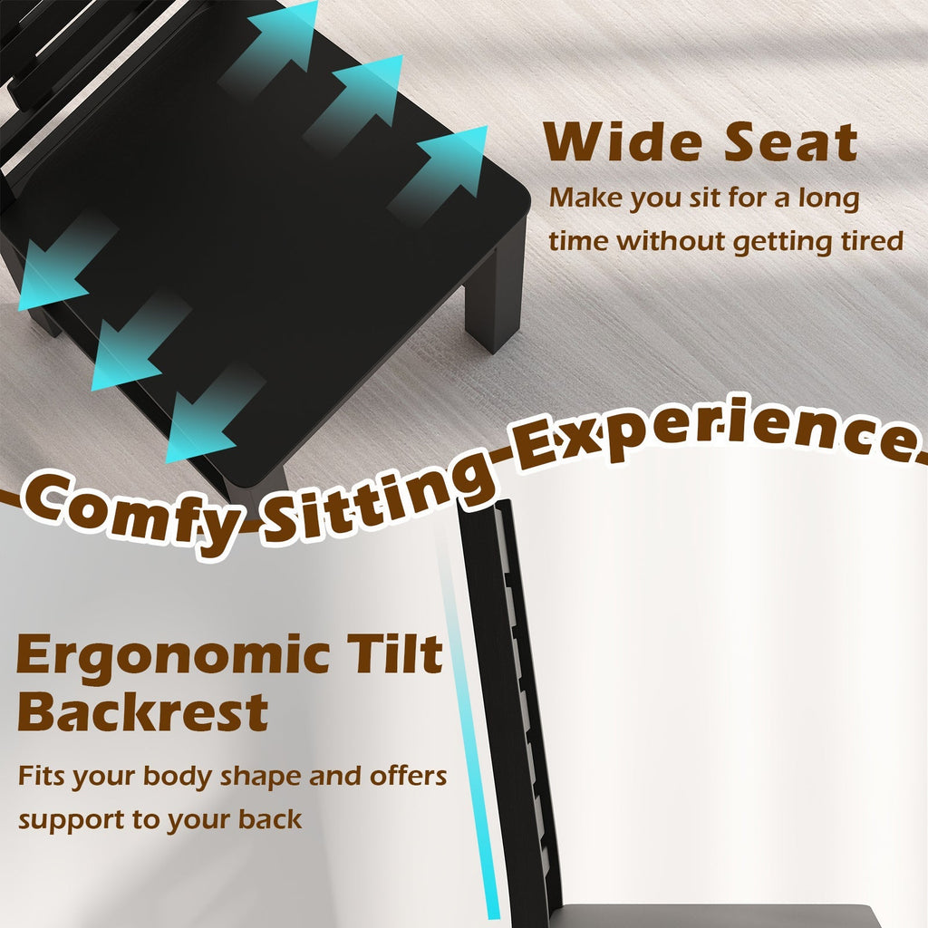 Wooden Dining Chair Set of 2 Solid Rubber Wood Kitchen Chairs