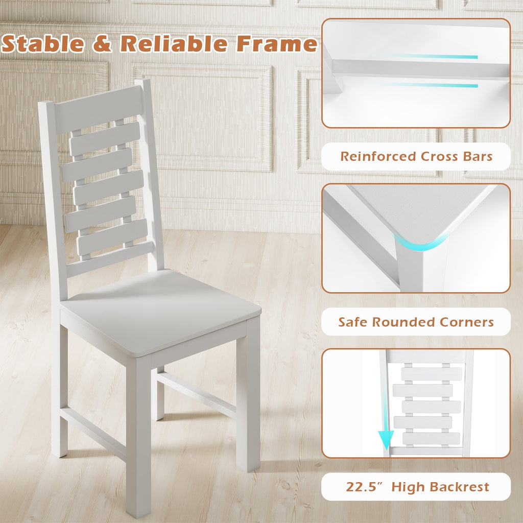 Wooden Dining Chair Set of 2 Solid Rubber Wood Kitchen Chairs