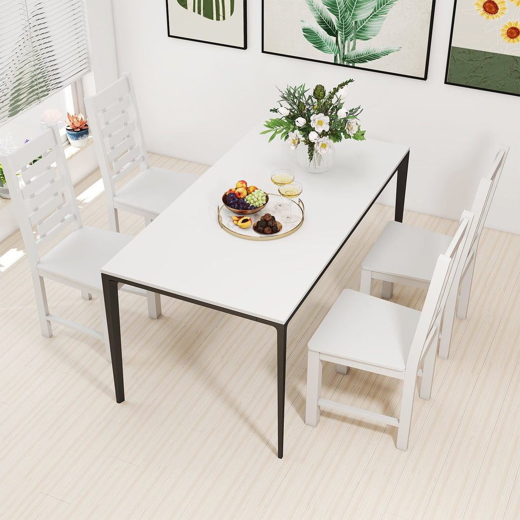 Wooden Dining Chair Set of 2 Solid Rubber Wood Kitchen Chairs