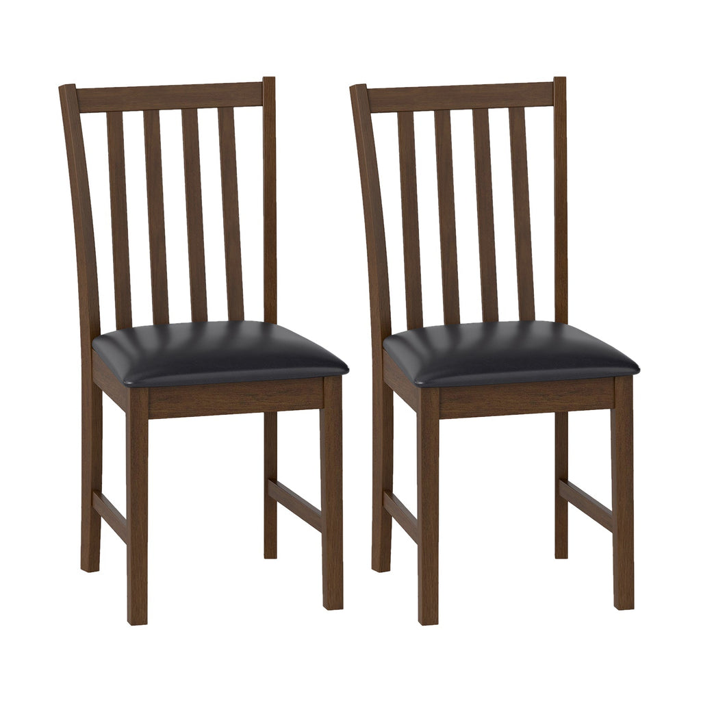 Wooden Dining Chair Set of 2 with Rubber Wood Frame and Padded Seat