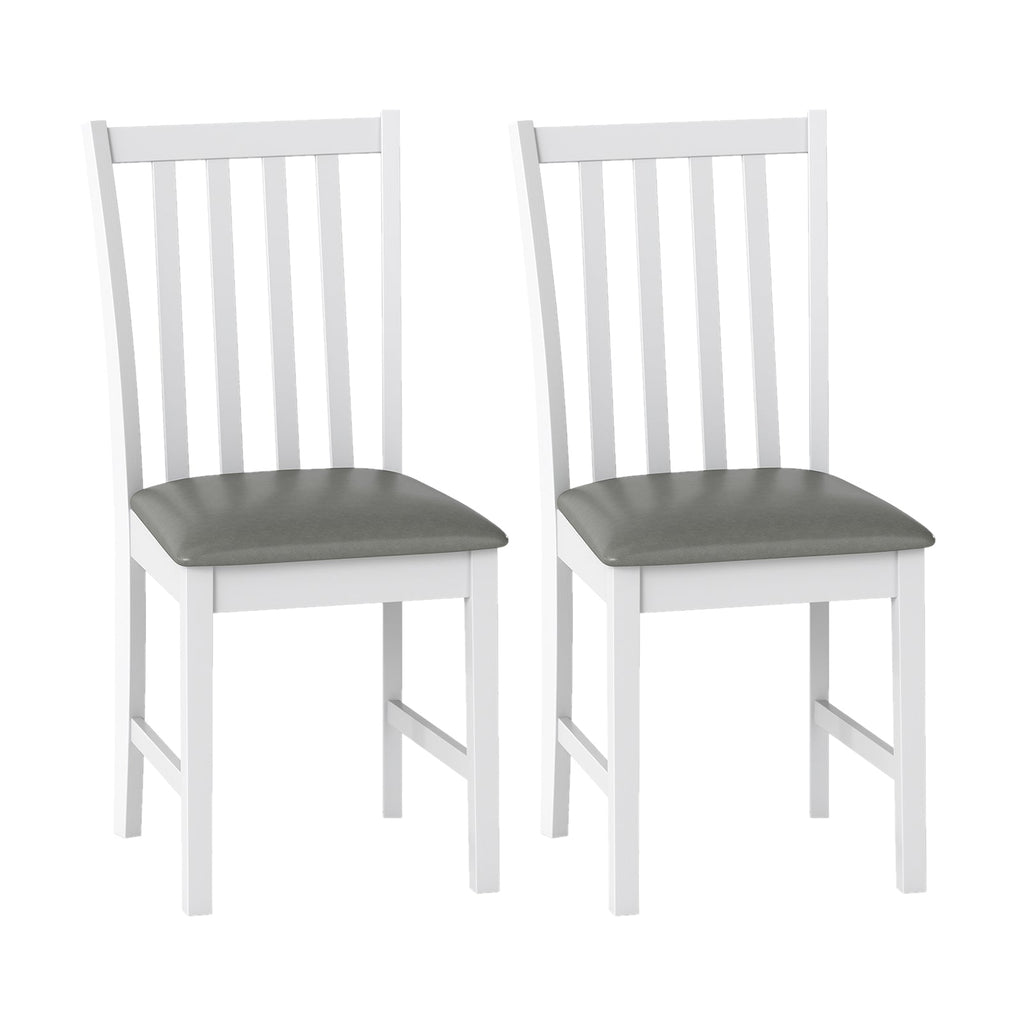 Wooden Dining Chair Set of 2 with Rubber Wood Frame and Padded Seat