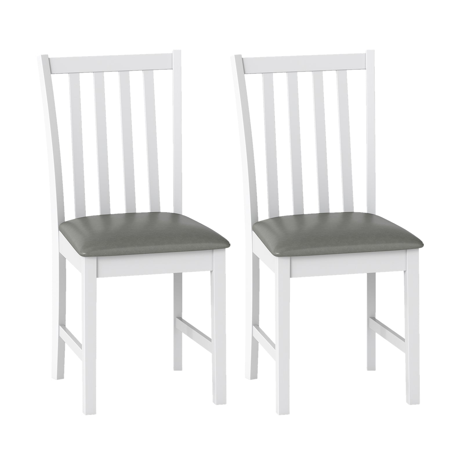 Wooden Dining Chair Set of 2 with Rubber Wood Frame and Padded Seat