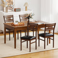 Wooden Dining Chair Set of 2 with PU Leather Padded Seat and Rubber Wood Frame-Walnut