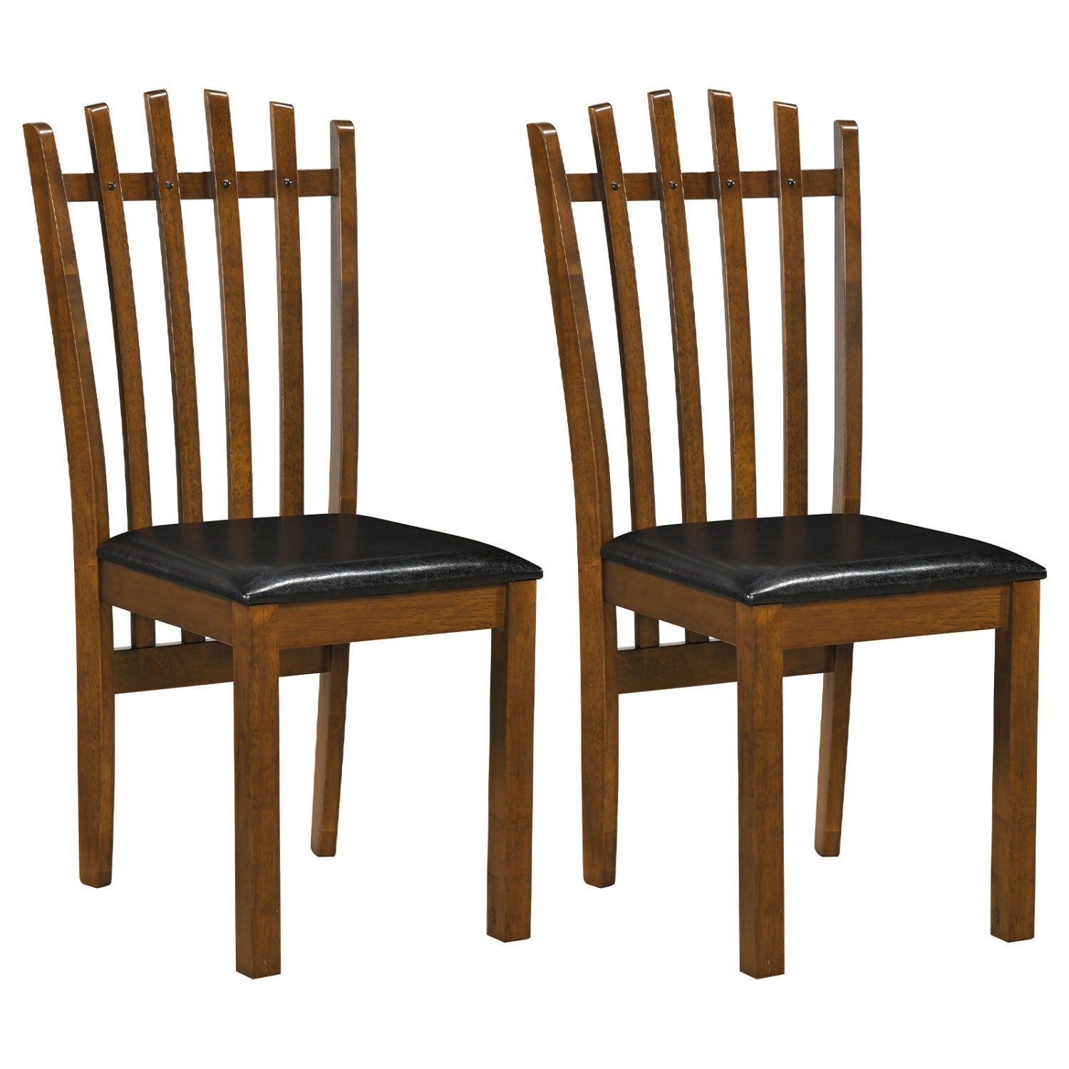Dining Chairs Set of 2 with Spindle Back and PU Leather Seat