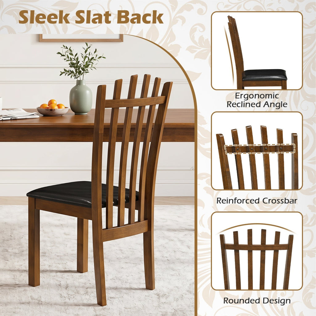 Dining Chairs Set of 4 with Spindle Back and PU Leather Seat