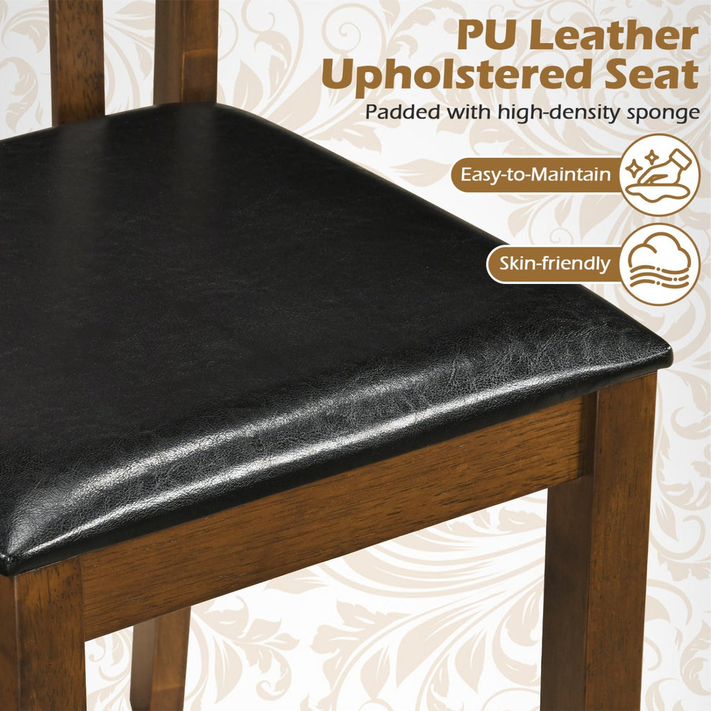 Dining Chairs Set of 4 with Spindle Back and PU Leather Seat