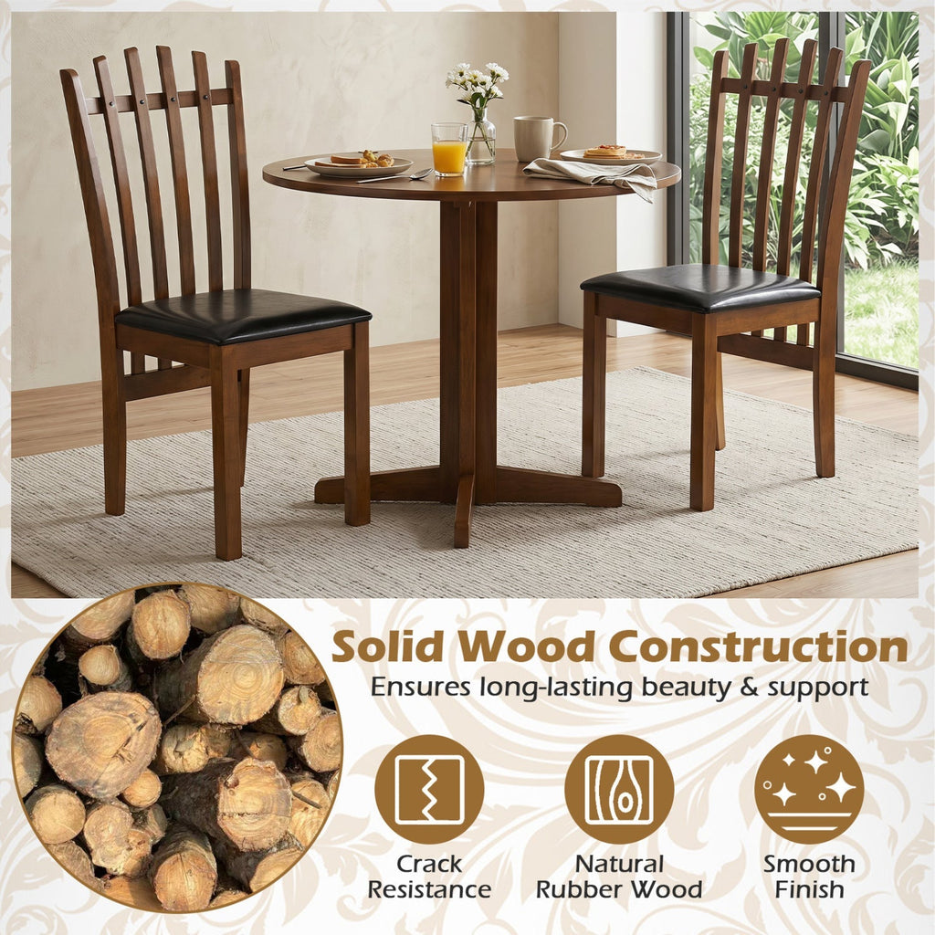 Dining Chairs Set of 4 with Spindle Back and PU Leather Seat